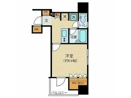 プレール・ドゥーク八丁堀(1K/6階)の間取り写真