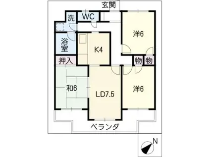 シャングリラ今池(3LDK/2階)の間取り写真