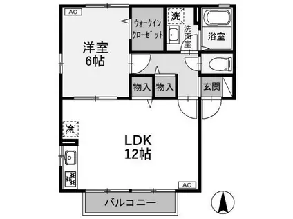 ヴィラ南雲A(1LDK/2階)の間取り写真