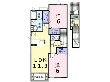 マナ マルベリーB(2LDK/2階)の間取り写真