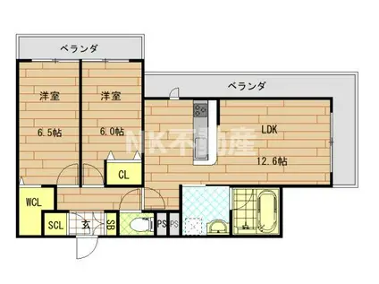 ミモザメゾン菱屋西(2LDK/3階)の間取り写真