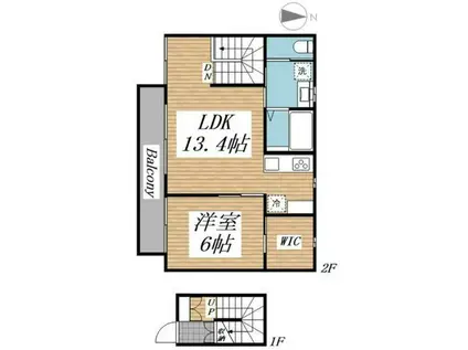 CASA・ACERO-カーサアチェロ-(1LDK/2階)の間取り写真