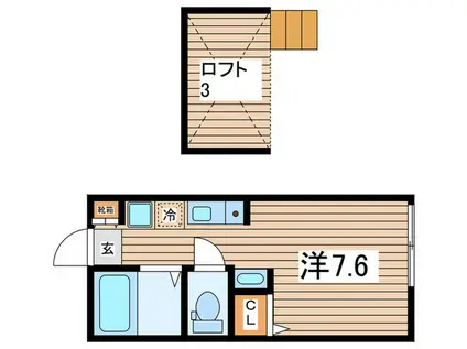CHIME(ワンルーム/2階)の間取り写真