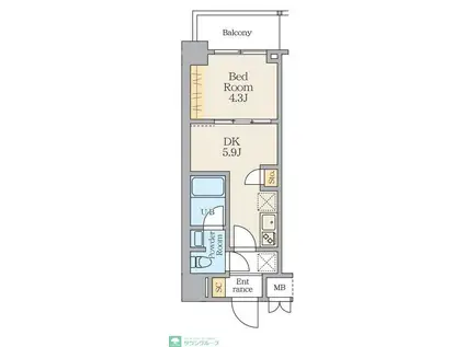 S-RESIDENCE曳舟BERENZA(1DK/4階)の間取り写真
