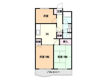 ドミールクレスト(3DK/1階)の間取り写真