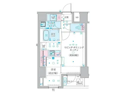 ジェノヴィア椎名町(1LDK/12階)の間取り写真