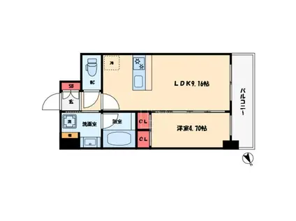 プレジオ恵美須(1LDK/4階)の間取り写真