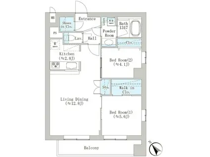 ブリーズ横浜公園(2LDK/4階)の間取り写真