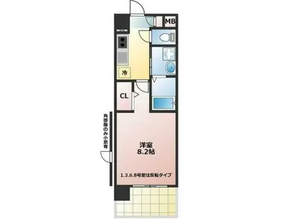 オリンピア(1K/5階)の間取り写真