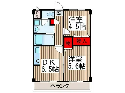 メゾン・ド・ルミエール(2DK/2階)の間取り写真