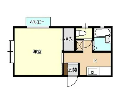 リバティハイツVII(1K/2階)の間取り写真