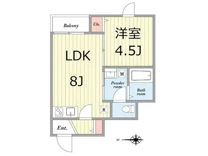 ベルハイツ(1LDK/1階)の間取り写真