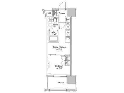 ザ・パークハビオ上北沢(1DK/12階)の間取り写真