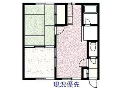 ホワイトハウス411(2DK/2階)の間取り写真