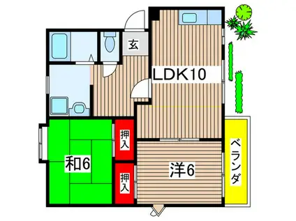 タウン嵐山III(2LDK/1階)の間取り写真