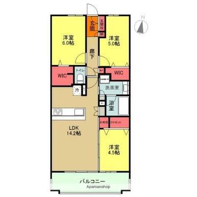 ミッドタワーいわき(3LDK/7階)の間取り写真