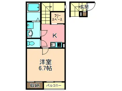 クレイノエム シー アネックス(1K/2階)の間取り写真
