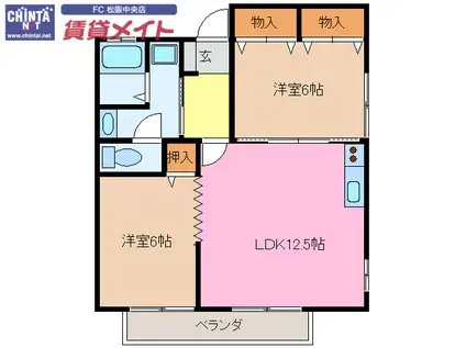 シャルムコトー(2LDK/1階)の間取り写真