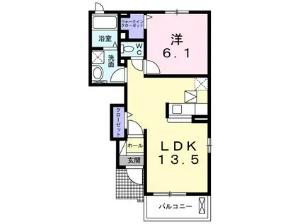 ウィステリアB(1LDK/1階)の間取り写真