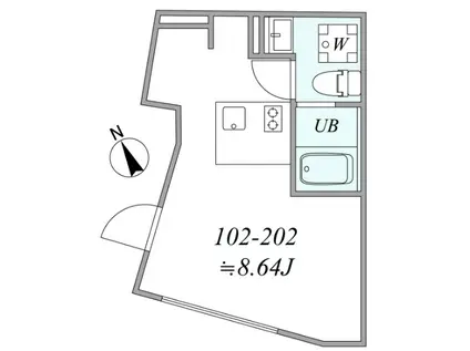 TRIAS347(1K/2階)の間取り写真