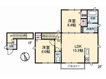 ストルーチェ(2LDK/2階)の間取り写真