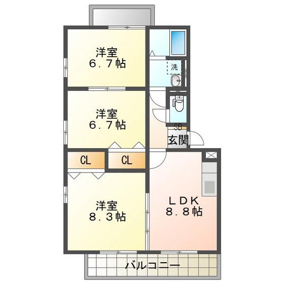 エンブレーム・和合(3LDK/3階)の間取り写真