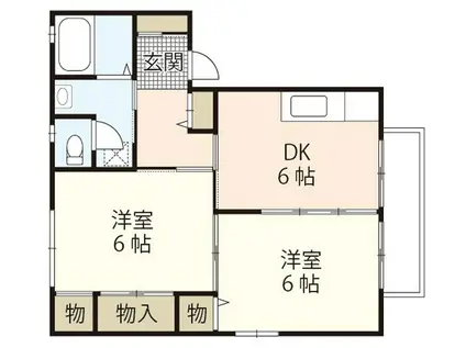 フローラル東岡山C(2DK/2階)の間取り写真