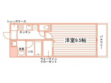 ウィステリア絵図町(1K/2階)の間取り写真