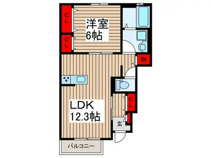 クレール膝折(1LDK/1階)の間取り写真