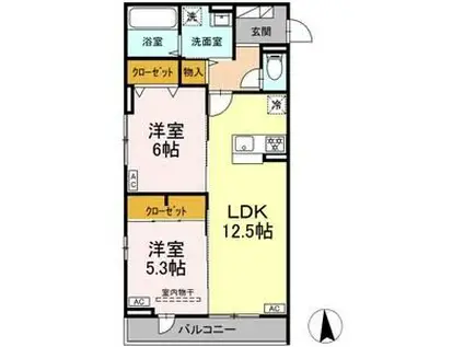 D-ROOM小田原2丁目A(2LDK/1階)の間取り写真
