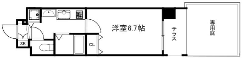プレサンス京都四条烏丸クロス(1K/1階)の間取り写真