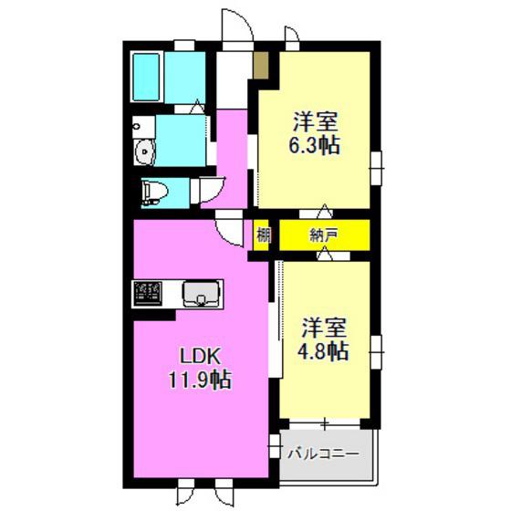 パルクハイム(2LDK/1階)の間取り写真