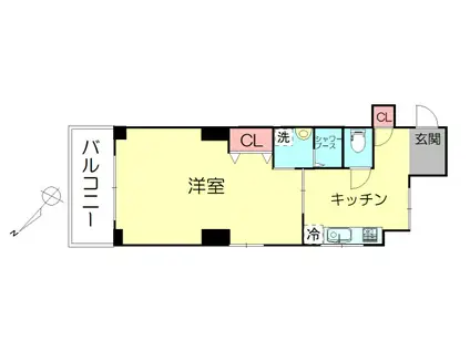 甲南第7兵庫コーポラス(1DK/7階)の間取り写真