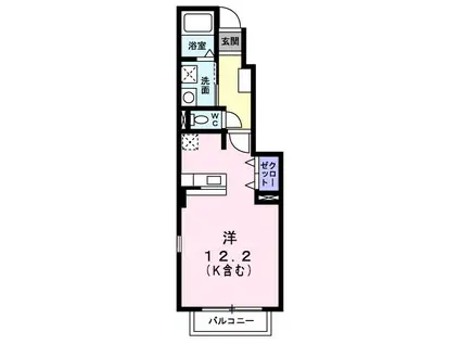 ルミエールI(ワンルーム/1階)の間取り写真