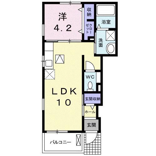 エトワール伏山(1LDK/1階)の間取り写真