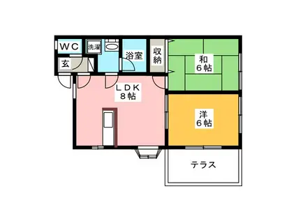 宮根コーポ(2DK/1階)の間取り写真