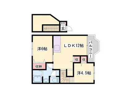 バーリーグリフィンF1(2LDK/2階)の間取り写真