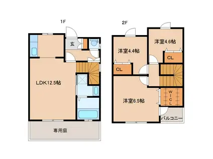 アップル ソ ロッテ(3LDK/1階)の間取り写真