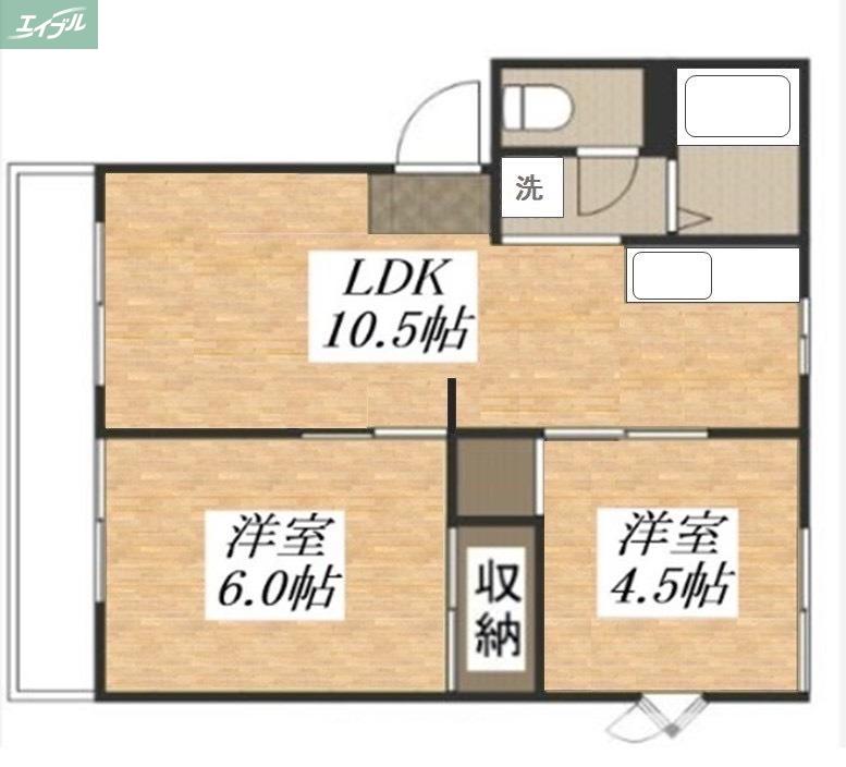 サザンハイツ(2LDK/1階)の間取り写真