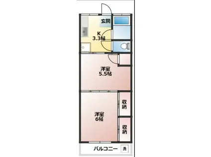 石田マンション(2K/1階)の間取り写真