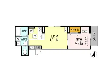 セレスティア上十条(1LDK/1階)の間取り写真