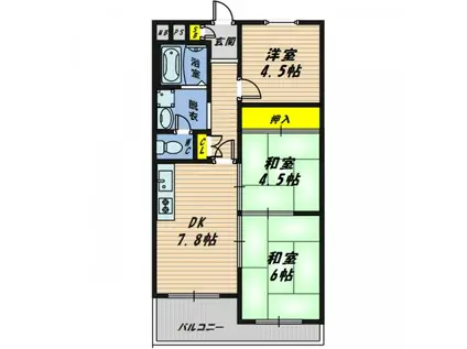 グリーンパーク鶴見(3DK/4階)の間取り写真