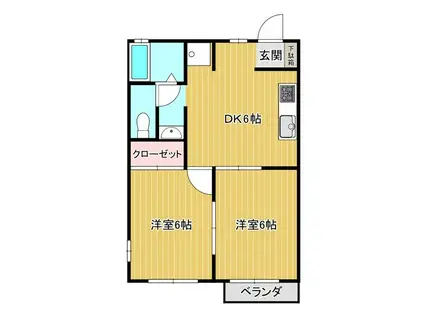 ノースヴィレッジ(1K/1階)の間取り写真