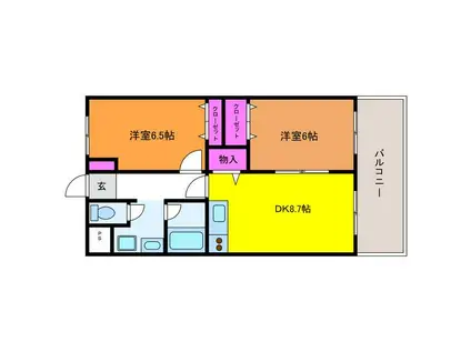 オーベルジュ紫竹山II(2DK/1階)の間取り写真