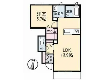 ペイトンプレイスA棟(1LDK/1階)の間取り写真