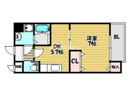 ターフィーズ・フラット門真南(1DK/2階)の間取り写真