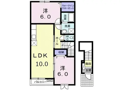 クレメント ブリーズ B(2LDK/2階)の間取り写真