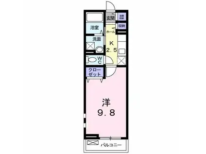 フィオーレI(1K/2階)の間取り写真