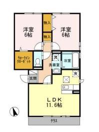 K・FINES B棟(2LDK/2階)の間取り写真