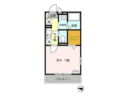 ノースフェルト(1K/2階)の間取り写真